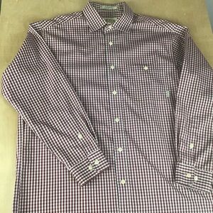 Vintage Orvis Mens Large Long Sleeve Button Up Checkered Shirt Red White